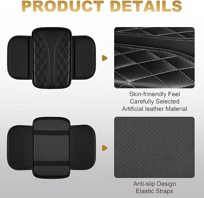 Center Console Cover Fit for Clarity: Scratch and Wear Resistant Console Cover Leather with 2 Storage Bags -Upgraded Armrest Coverfor Car,Anti-Scratch Auto Armrest Pad Accessory （Black