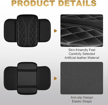 Center Console Cover Fit for Clarity: Scratch and Wear Resistant Console Cover Leather with 2 Storage Bags -Upgraded Armrest Coverfor Car,Anti-Scratch Auto Armrest Pad Accessory （Black