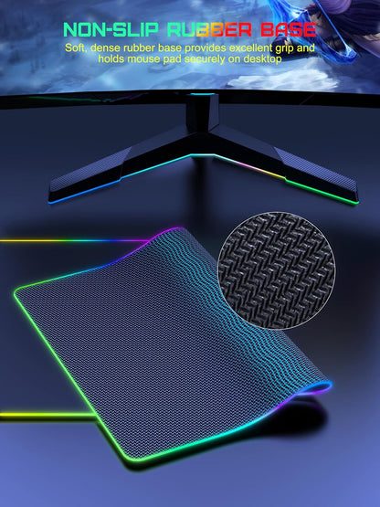 TopMade Wireless Charging Mouse Pad, RGB Gaming Mousepad, 35.4" x 15.8" Extra Large Waterproof Keyboard Desk Pad, Cool Computer Desk Mat, Black (Includes 20W PD Power Adapter & 6.56ft Woven Cable)