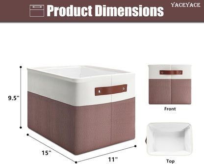 Storage Baskets for Shelves, 4 Pack Storage Bins for Cloth,Toy, Linen Fabric Foldable Basket with Handles, Home Organizing, Decorative