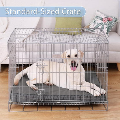Vonabem Large Dog Bed Waterproof Washable XL Crate Pad 42 inch, Outdoor Durable Leather Pet beds Foam Orthopedic, Anti-Slip XLarge Kennel Pads with Removable Cover Reversible, 41"x27" Grey