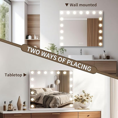 Vanity Mirror with Lights, Makeup Mirror with 17 Dimmable LED Bulbs, 3 Color