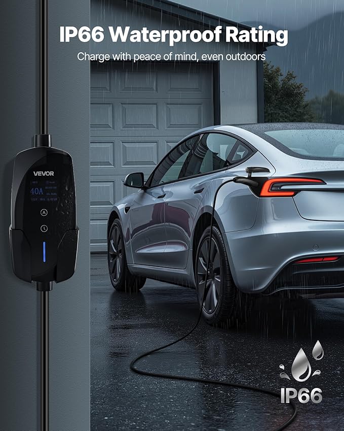 VEVOR Level 2 Tesla Charger, 40 Amp Adjustable Current, 240V Portable Home