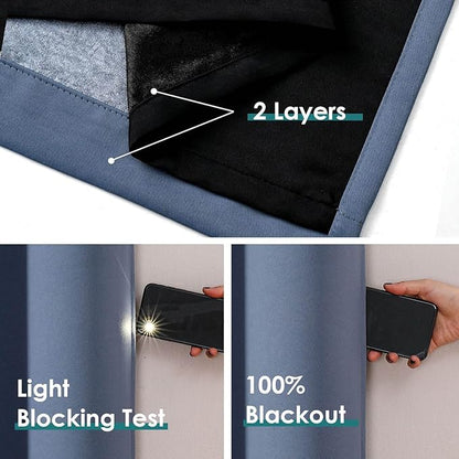 ChrisDowa 100% Blackout Curtains 84 inch Long