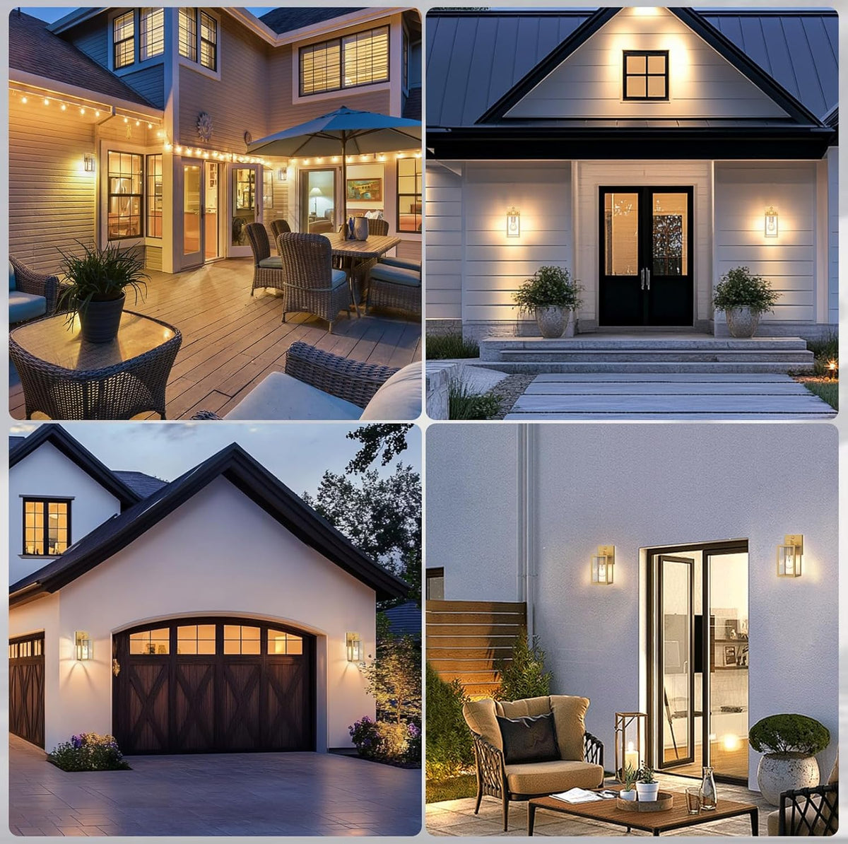 PARTPHONER Dusk to Dawn Outdoor Light Fixtures, 2-Pack Sensor Porch Lights, Waterproof Exterior Wall Sconce Lighting Lamp, Waterproof Wall Lantern for House, Doorway, Garage (Gold)