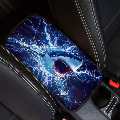 Shark Design Car Center Console Cover Armrest Pad Cover Universal Car Arm Rest Seat Storage Box Mat Non Slip Interior Accessories