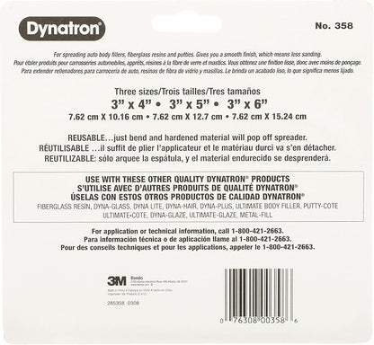 3M Dynatron, 358, 1 Pack of 3 Spreaders, 4”, 5” and 6”, Used for Spreading of Fillers, Caulks, Glazes and Putties