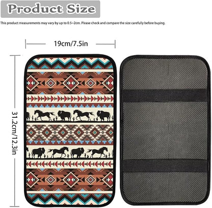Horeset Aztec African Tribal Auto Console Covers Non-Slip Arm Rest Protector Universal Fit Car Accessories Easy to Install