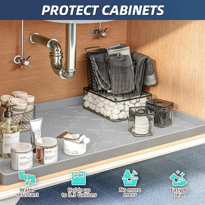 SIKADEER 31" x 22" Under Sink Mat Waterproof, Silicone Mat Kitchen Drawer Shelf and Cabinet Liner, Sink Protector for Kitchen Organizers and Storage, Boot Tray Pet Food Mats