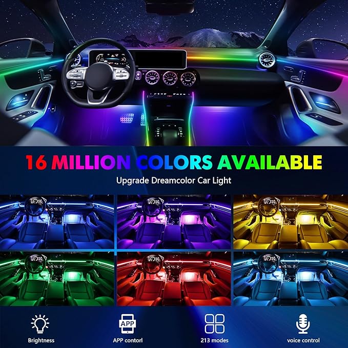 2026 Upgraded Dreamcolor Acrylic Interior Car LED Strip Light