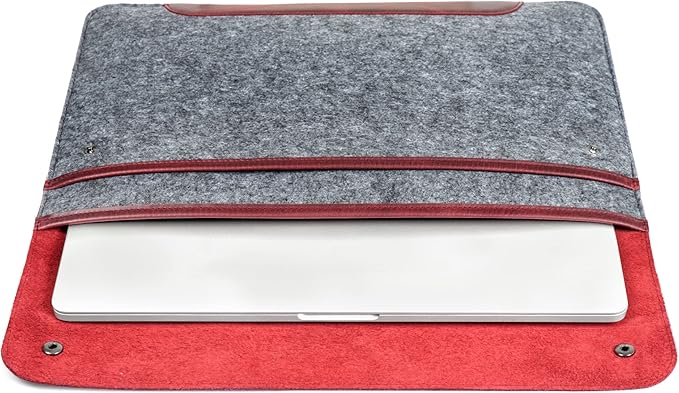 MegaGear Genuine Leather and Fleece MacBook Bag Laptop Sleeve for MacBook Pro and MacBook Air Case 14 Inch - 13 Inch (M4, M3, M2, M2, M1, Pro, Max) 13.3 Inch, iPad Pro 12.9 Inch - 2020 to 2024 Models