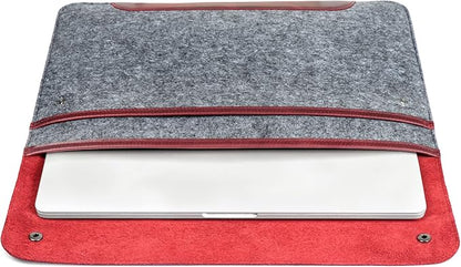 MegaGear Genuine Leather and Fleece MacBook Bag Laptop Sleeve for MacBook Pro and MacBook Air Case 14 Inch - 13 Inch (M4, M3, M2, M2, M1, Pro, Max) 13.3 Inch, iPad Pro 12.9 Inch - 2020 to 2024 Models