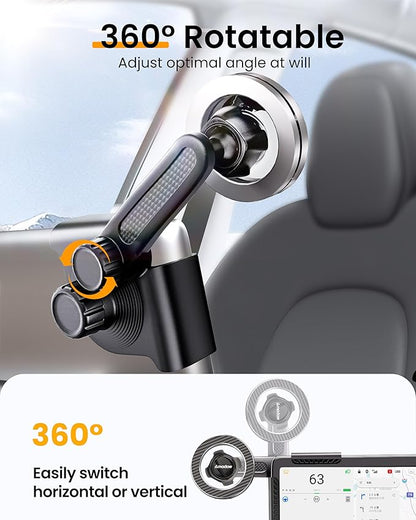 2026 Upgrade Tesla Phone Mount [Non-Adhesive Version] [N55 Strongest Magnet] Hands-Free No-Drop for Magsafe, Fits for Tesla Model Y/3/X/S/Cybertruck, Compatible with iPhone 17/16/15 All Phones