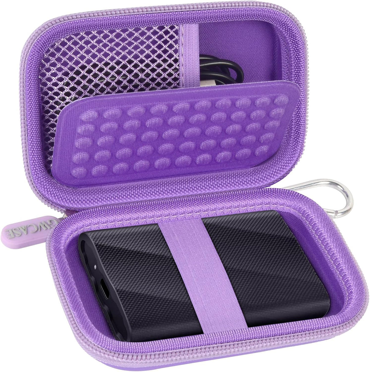 Case Compatible with Samsung T9/ T7/ T7 Shield Portable SSD 1TB 2TB 4TB External Hard Drive, Storage Travel Carrying Holder Organizer for Solid State Drives & USB Cable (Box Only)-Purple