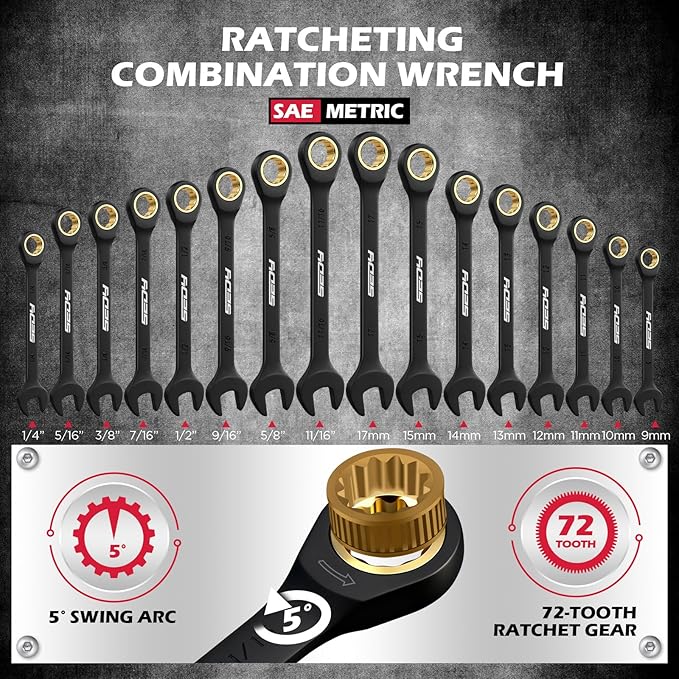 Premium 132-Piece Mechanics Tool Set, SAE/Metric 1/4" & 3/8" Drive Socket Set