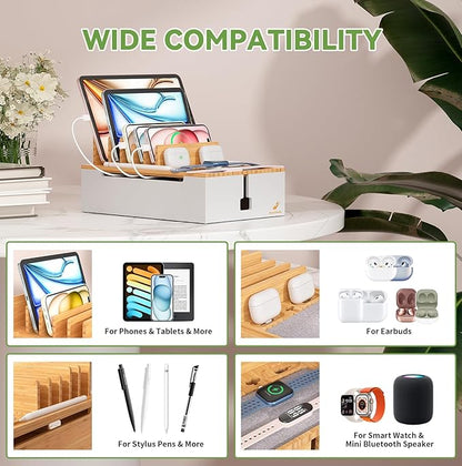 Pezin & Hulin Bamboo Charging Station, Electronic Devices Organizer