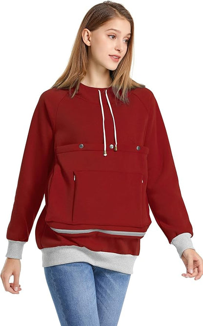 LINYUCHEN Cat Dog Carrier Hoodies – Puppy Kitten Carrying Sweatshirt Large Pet Pocket Pullover Top – Unisex Kangaroo Hoodies