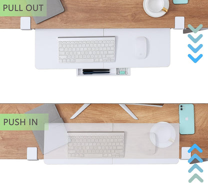 ETHU Keyboard Tray Under Desk, 26.77" X 11.81" Large Size Keyboard Tray with C Clamp-on Mount Easy to Install, Computer Keyboard Stand, Ergonomic Keyboard Tray for Home and Office(White)
