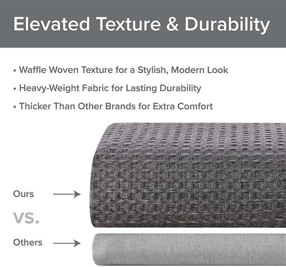 Madison Park Shower Curtain Waffle Weave, Cationic Dyed, Waffle Shower Curtain 3M Scotchgard Moisture Management, Farmhouse Extra Long Shower Curtains for Bathroom, Extra Long: 72"x84" Charcoal