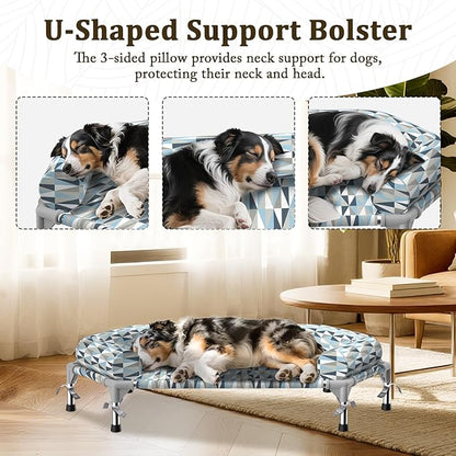 Pyowmgd Orthopedic Dog Bed - Beds Bolster,Cooling Elevated Dog Beds with Metal Frame,Raised Dogs Bed,Easy to Assemble,Up to 80 lbs,Medium