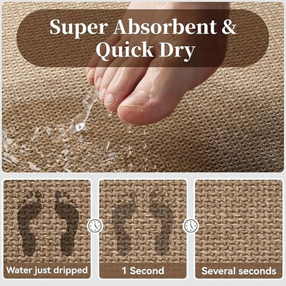 MontVoo Toilet Rugs U-Shaped, Ultra Thin Non Slip Contour Bathroom Rugs,Rubber Backing Washable Contour Bath Rugs for Toilet Mat,20''x24'',Beige