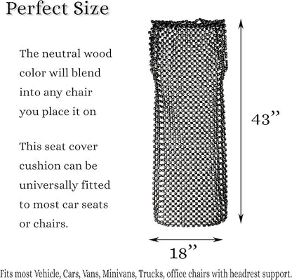 Zento Deals Bead Seat Cover Black Royal Wood Massage Cool Premium Comfort Cushion- Reduces Fatigue The Car or Truck or Your Office Chair