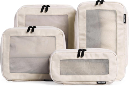 Aerotrunk Compression Packing Cubes for Travel - Luggage Organizer Bags - Double Zipper Packing Cubes for Suitcases (4-Pack, Beige)