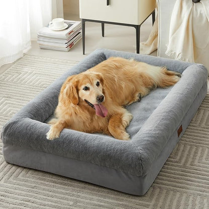 BFPETHOME XL Extra Orthopedic Dog Bed for Large Dogs – Washable Couch-Style Pet Bed with Supportive Bolster Sides, Removable Waterproof Cover, Non-Slip Bottom, Comfortable Dog Bed for Better Sleeping