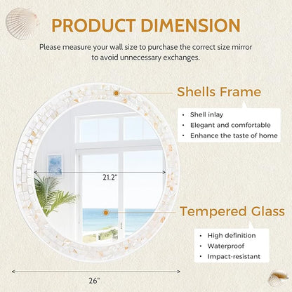 Tanmicoshomy Round Bathroom Mirror 26 Inch, Circle Mirror