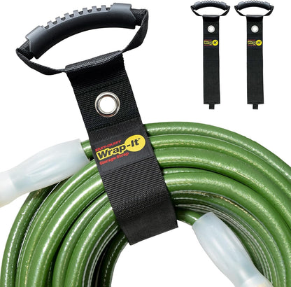 Easy-Carry Wrap-It Storage Straps - 28” (2-Pack) Black with Grommet - Cord Wrap and Hose Organizer for Your RV Tool Kit