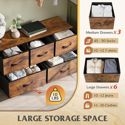 WLIVE Dresser for Bedroom with 5 Drawers, Wide Chest of Drawers, Fabric Dresser