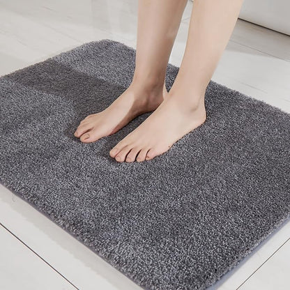 COSY HOMEER Extra Thick Bath Rugs for Bathroom - Anti-Slip Bath Mats Soft Plush Yarn Shaggy 100% Strong Mirco Polyeste Mat Living Room Bedroom Mat Floor Water Absorbent(Dark Grey,16x24 - Inches)