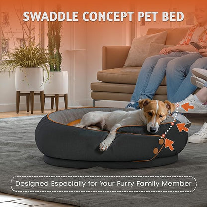 LELEFIDO Round Orthopedic Dog Bed for Large Dogs, XL Foam Support Pet Bed with Soft, Comfortable Cushion for Anxiety Relief, Removable & Machine-Washable Cover, Cozy Sofa-Style Bed for Dogs