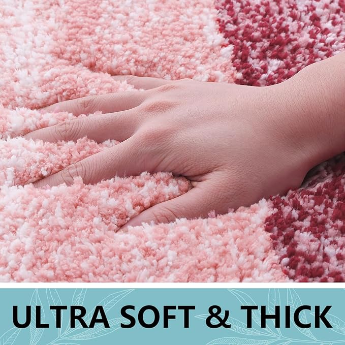 Arotive Microfiber Bathroom Rugs, Shaggy Soft and Absorbent Bath Rug, Non-Slip, Thick Plush Machine Washable Dry Bath Mats for Bathroom, Tub and Shower, 24x24, Burgundy, Round