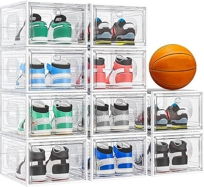 10 Pack Thicken Shoe Organizer Stackable, Upgraded Sturdy Shoe Storage Box