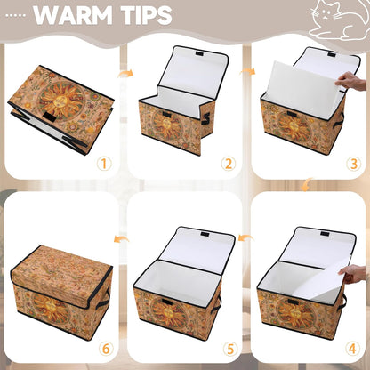 Stackable Clothes Storage Bins with Lids,Closet Organizers Fabric Box for Home and Office,Blanket Clothes Organizers,Under Bed Storage Containers 3 Pack(Sun).