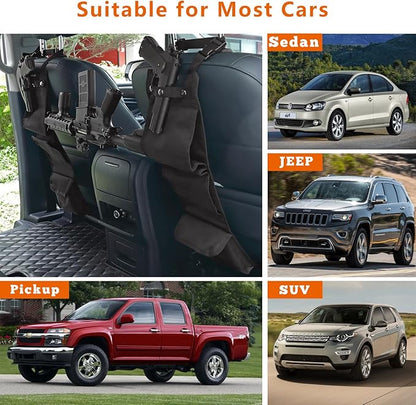 2PCS Automotive Gun Racks, Truck Front Seat Gun Organizer for Hunting Accessories, Gun Holder for Truck with Storage Pockets