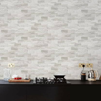 Vamos Tile 100-Piece Matt Beige Mixed Grey Slate Peel and Stick Backsplash
