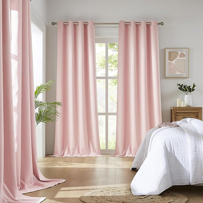 DUALIFE Baby Pink Curtains Panels