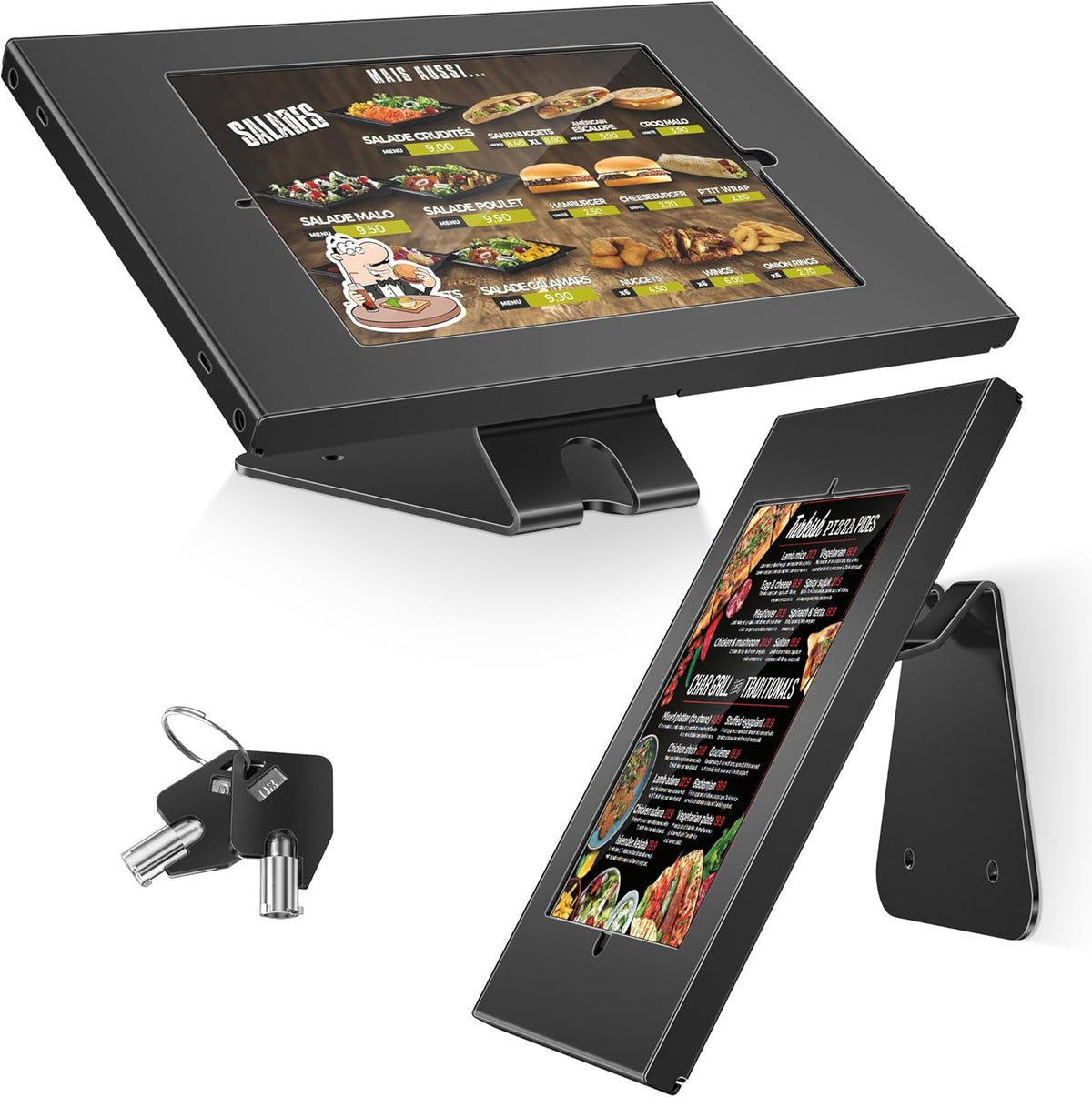 AboveTEK Anti-Theft Tablet Stand – iPad Locking & Security Stand, Countertop & Wall Mount POS Stand, 360° Swivel Kiosk Stand for iPad/iPad Air/iPad Pro – Ideal for Retail Business (Black)