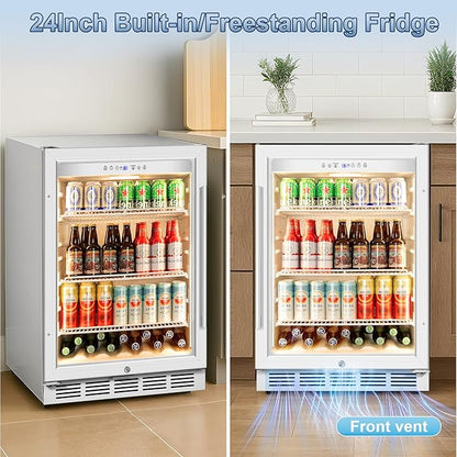 Beverage Refrigerator, 4.9 Cubic Feet Undercounter/Freestanding 24 Inch