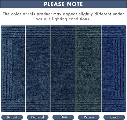 Madison Park Splendor Reversible 100% Cotton Tufted Bathroom Rug-3000 GSM Hotel Quality Luxurious Plush Medium Pile Bath Mat Absorbent, Quick Dry, Shower Room Décor, 24x44 Navy