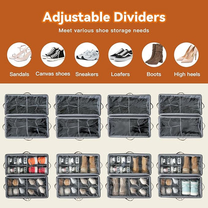 4 Pack Shoe Organizer for Closet, Foldable Shoe Storage Organizer