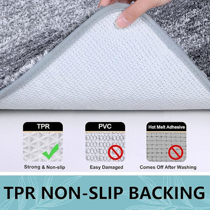 Arotive Microfiber Bathroom Rugs, Shaggy Soft and Absorbent Bath Rug, Non-Slip, Thick Plush Machine Washable Dry Bath Mats for Bathroom, Tub and Shower, 47x32, Grey, Rectangular
