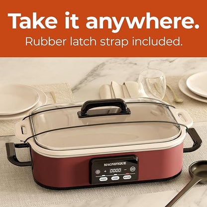 Magnifique 4 Quart Casserole Digital Slow Cooker, Premium Ceramic Bakeware