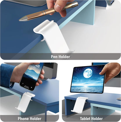 Simple Houseware Desk Dual Monitor Stand Riser with Drawer, Blue