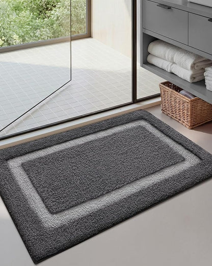 Color&Geometry Bathroom Rugs, Water Absorbent and Quick Dry Microfiber Bath Rugs-24"x36", Non-Slip, Machine Washable, Extra Soft Plush Bath Mats for Bathroom, Laundry Room, Dark and Light Grey