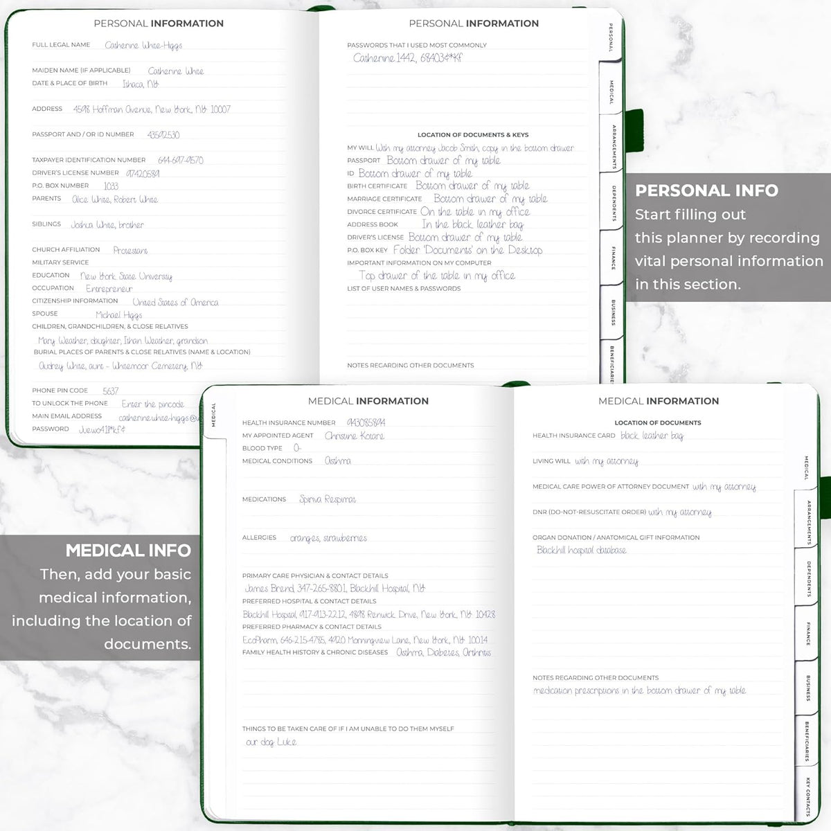 Clever Fox Large End of Life Planner – Guided Final Arrangements Organizer Notebook for Instructions, Beneficiary Info, Will Preparation, Last Wishes & Funeral Planning – 8.5" x 11" (Dark Green)