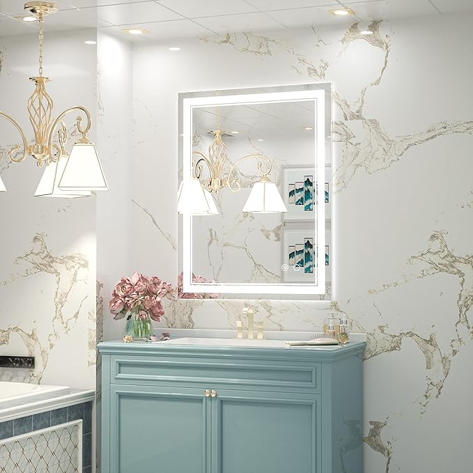 Keonjinn LED Bathroom Mirror 28" x 36", Frontlit & Backlit Bathroom Vanity