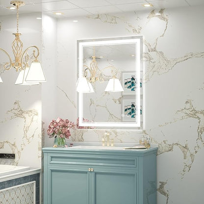 Keonjinn LED Bathroom Mirror 28" x 36", Frontlit & Backlit Bathroom Vanity